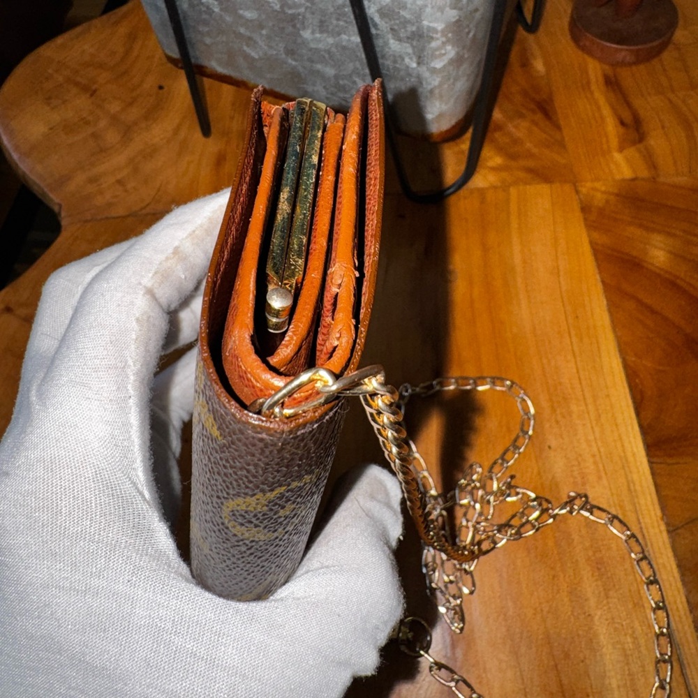 Louis Vuitton French purse, wallet, monogram, vintage kiss Lock brown gold - Picture 5 of 16